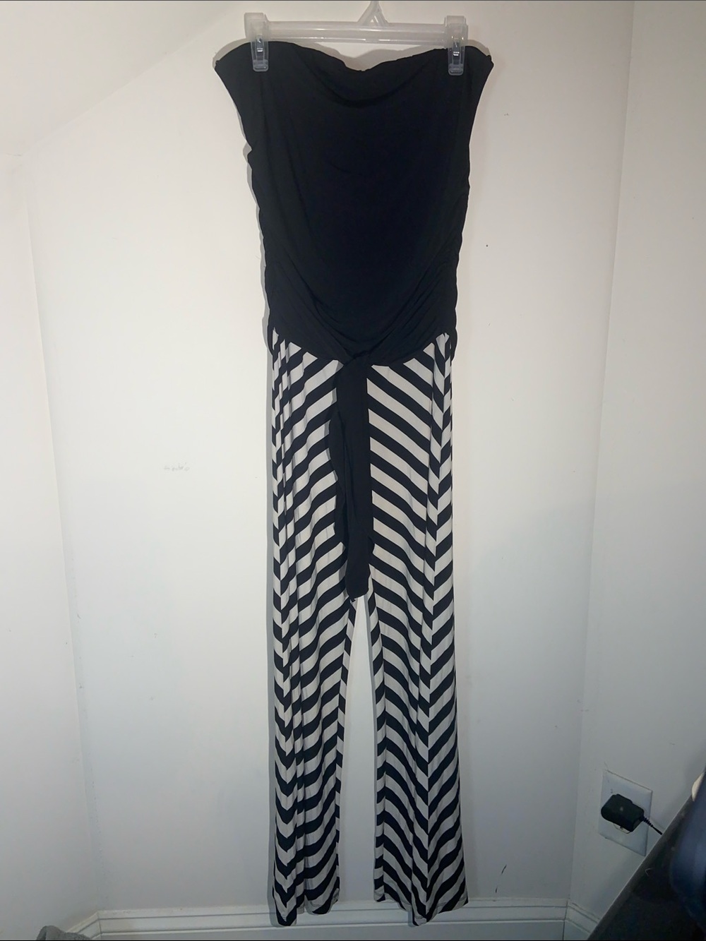 Lapis Black&White Strapless Palazzo Jumpsuit Size L